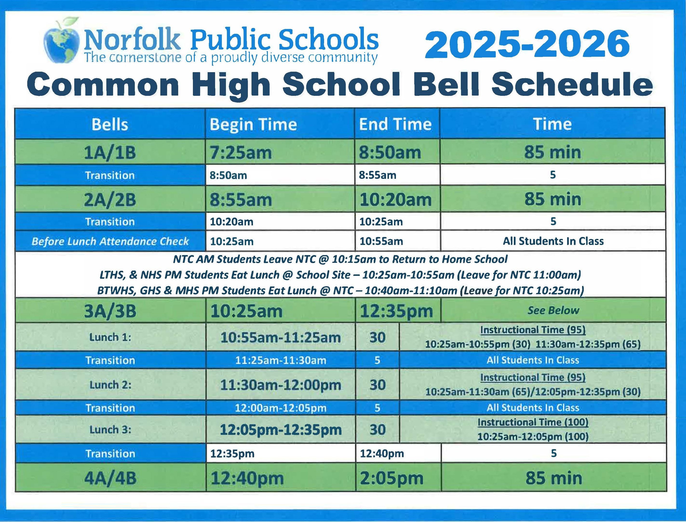 25-26 District Bell Schedule